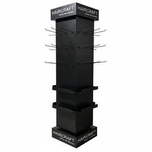 Présentoir rotatif à 360° sur pied en fer à 4 faces pour magasin de détail, avec étagère de rangement suspendue - Product Image 1