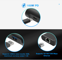 Station d'accueil USB-C 5 ports OEM, Type-C vers USB 3.0, RJ45, PD 100W, adaptateur de charge rapide, concentrateur Type C 5 en 1 pour plusieurs appareils
