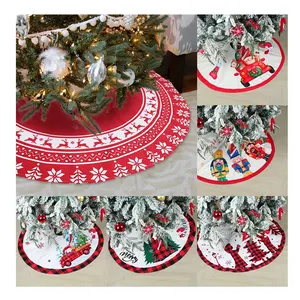 1PC 90cm Christmas Tree Skirt Santa Claus Snowflake Xmas Tree Carpet Merry Christmas Decor For Home Navidad Noel New Year 2024