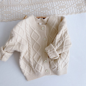Ropa de Invierno para Niños, Cárdigan para Bebés y Niñas Pequeñas, Suéter Beige Sólido Informal 2043AWY01033 - Product Image 3