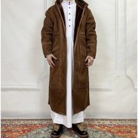 Jual Grosir Pabrik, Mantel Suede Farwa Bisht Arab Berkualitas Tinggi, Custom OEM, untuk Pria, Cocok untuk Musim Dingin