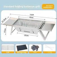 Barbecue portable pliable en acier inoxydable pour la maison et l'extérieur, sans fumée, avec brochettes à charbon de bois, détachable