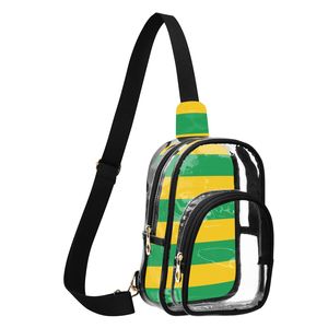 Bolso Bandolera Deportivo para Mujer, con Rayas, Verde y Amarillo, PVC, Mini Bolso Mensajero, Personalizable, para Uso Diario - Product Image 2