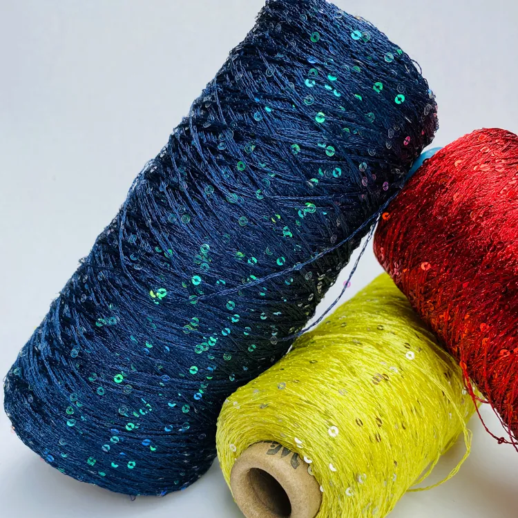 Fil à tricoter à la main personnalisé disponible en plusieurs couleurs fil pur coton Crochet Sequin Royal Sequin fil
