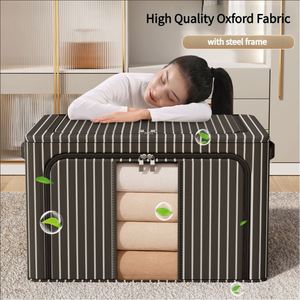 Foldable Metal Steel <b>Frame</b> Wardrobe Cabinet Storage Organizer Bins Oxford Fabric Storage Box with Windows - Product Image 4