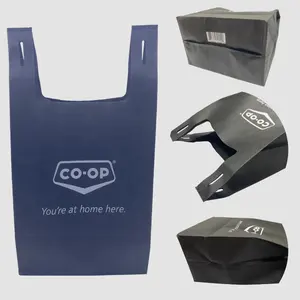 WALMART Ironing square base non woven flat bottom t-shirt tote super market vest packing shopping recycled bag with custom logo