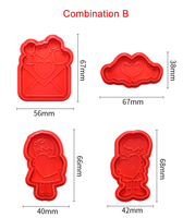 Bestseller Valentinstag Keksform Rosen-Herz-Diamant Backformen Kuchendekoration Werkzeuge 4-teiliges Set Kunststoff-Ausstecher
