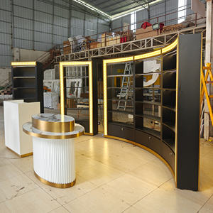 Vitrine de Luxe en Bois pour Parfumerie, Présentoir en Verre et Acier Inoxydable, Étagère Murale Personnalisée pour Boutique de Beauté - Product Image 2