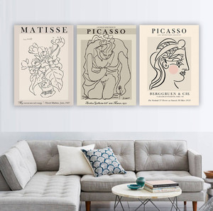 Peinture sur toile d'art linéaire bohème moderne, affiches de portraits inspirées de Matisse et de <span class=keywords><strong>Picasso</strong></span>, art mural pour la décoration de la chambre à coucher et du salon - Product Image 1
