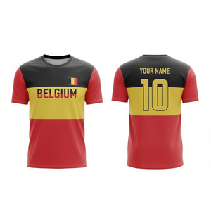 Maglia da Calcio Belgio Personalizzabile con Nome e Numero, Rossa Gialla Nera, Maglia per Tifosi, Attrezzatura da Calcio - Product Image 3