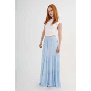 Falda Larga con Volantes Azul Celeste para Mujer, Venta al por Mayor - Product Image 3