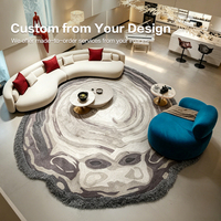 Tapis d'appoint tufté Dsermer moderne fait main de luxe, imprimé abstrait, en laine de Nouvelle-Zélande/soie/nylon, 1 pièce pour salon