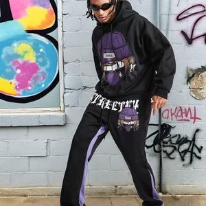 Ensemble de survêtement décontracté pour homme, imprimé graphique Hip Hop personnalisé, sweat-shirt et pantalon de jogging à jambes larges - Product Image 2