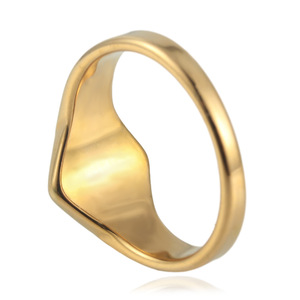 European American Style Women's Gold Hexagonal <b>Ring</b> Titanium Steel Black Epoxy Geometric Fashion Jewelry Gift 2401 - Product Image 2