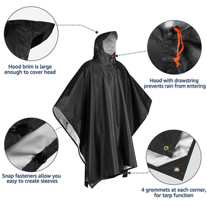 Stile classico arancione singolo persona poliestere taffetà Poncho pioggia per giorni di pioggia all'aperto piovoso ciclismo mantello - Product Image 6