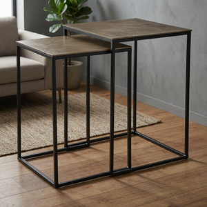 Mesa de Centro Moderna de Estilo Industrial, con Estructura Metálica y Superficie Martillada, Mueble para Sala de Estar - Product Image 5
