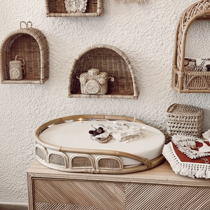 Support à langer, table à langer pour bébés de 0 à 6 mois, table à langer en rotin - Product Image 1