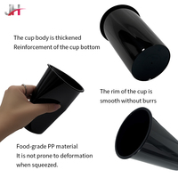 Gobelets en plastique PP noir mat modernes, calibre 90 mm, service d'impression de logo personnalisé, solutions d'emballage pour la restauration rapide, en gros