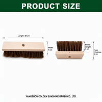 Brosse de nettoyage de sol en poils naturels de 30 cm avec base en bois de hêtre et support de poignée robuste
