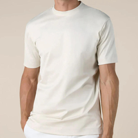 Camisetas de Algodón Mercerizado de Lujo en Oferta, Logotipo Personalizado, Cuello Redondo, Verano, Doble Mercerizado, Brillante, 100% Algodón, para Hombre