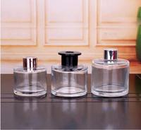 Diffuseur de parfum en verre de luxe BaiYa BY-J258 de 150 ml, forme élégante, anneau doré, bouchon en liège, logo personnalisé, vente en gros