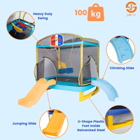 Trampoline pour enfants de 6,5 pieds en polypropylène et PVC sécurisé avec toboggan pour une utilisation en intérieur/extérieur