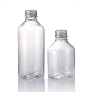 Hot selling aluminum cap transparent plastic drink juice milk bottle wholesale