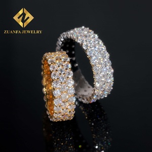 Pass Diamond Tester 3rows Moissanite <b>Ring</b> 925 Sterling <b>Silver</b> VVS Mossanite Diamond Engagement Jewelry Gift Hip Hop <b>Mens</b> - Product Image 4