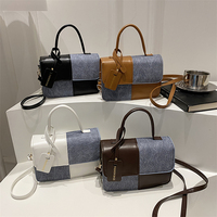Sac bandoulière en jean patchwork bicolore mignon, petit sac à main color block, 4 couleurs, pour femme, cadeau quotidien, vente en gros