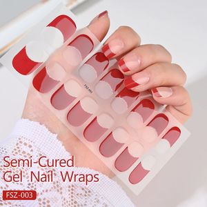 Nude Rose Français Semi-Durci Gel Nail Patch Curseur Adhésif Étanche Longue Durée Couverture Complète Gel Nail Sticker Lampe UV Nécessaire - Product Image 5