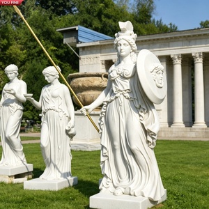 YOUFINE Statue <span class=keywords><strong>de</strong></span> la déesse Athéna en marbre blanc sculptée à la main avec casque, bouclier et lance, sculpture <span class=keywords><strong>de</strong></span> la mythologie grecque pour le <span class=keywords><strong>jardin</strong></span> - Product Image 2