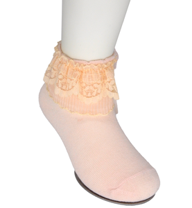 Nouvelles chaussettes slouch mignonnes de style princesse pour enfants en coton tricoté respirant avec dentelle avec un nœud de fleur de cheville pour filles bébés - Product Image 6