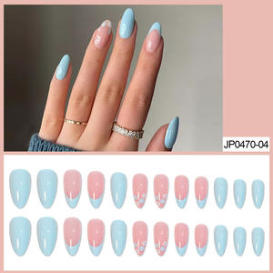 Faux ongles <span class=keywords><strong>à</strong></span> presser en gros, motifs <span class=keywords><strong>French</strong></span> Blue Wave, autocollants amovibles pour <span class=keywords><strong>manucure</strong></span>, en gros - Product Image 2