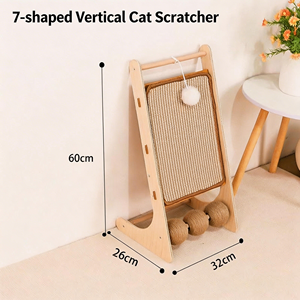 Rascador para Gatos de Sisal, Diseño <span class=keywords><strong>Vertical</strong></span> en Forma de L, Madera Maciza Resistente al Desgaste, <span class=keywords><strong>Desmontable</strong></span>, Juguete Simple - Product Image 4