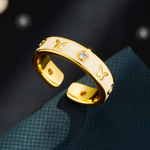 Sweet Enamel Micro Painted Zirconia Butterfly Open <b>Ring</b> Adjustable Index <b>Finger</b> Fashion Jewelry Gift - Product Image 4