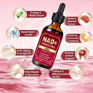 Suplemen Tetes Cair Liposomal NAD+ 1200mg Rasa Stroberi Bebas Gula dengan Resveratrol untuk Kesehatan Kulit (Private Label OEM) - Product Image 2