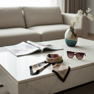 Foulard Quadrato 70x70cm in Seta con Stampa Floreale, Accessorio di Moda Multifunzionale - Product Image 3