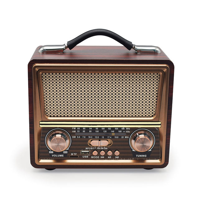 R-2055 Retro Vintage AM/FM/SW Multi-Band Radio 1800mAh MP3 Player USB/TF Slot Portable Speaker