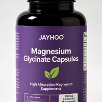 JAYHOO Capsules de glycinate de magnésium à haute absorption, magnésium chélaté, complément végétalien pour soutenir les muscles et le sommeil, OEM, marque privée