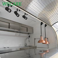 Wecare street container coffee shop mobile restaurant mini food van truck fast food trailer beach snack/ice cream/hot dog cart