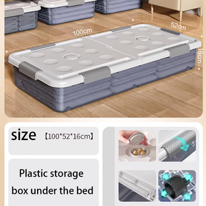 Boîte de rangement <span class=keywords><strong>sous</strong></span> le lit en plastique PP moulé par injection, 160L, étanche, avec roulettes plates, organiseur de vêtements - Product Image 6