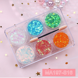 6 Jars/Set Gel Cream Nail Glitter Self Adhesive Shiny Heart Star Moon Loose <b>Sequins</b> Nail <b>Art</b> Decoration for Salon Manicure - Product Image 5