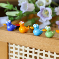 Décoration de maison, petite figurine artisanale en verre de Murano, artisanat en verre soufflé, petite figurine de canard fraise de Noël