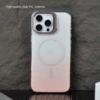 Coque de téléphone PC rigide dégradé Offre Spéciale cristal clair pour iPhone 16 Pro Max grand objectif avec support métallique étui de téléphone portable