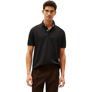 Polo classique noir pour homme avec col à carreaux |   Chemise à manches courtes respirante pour un usage quotidien - Product Image 2