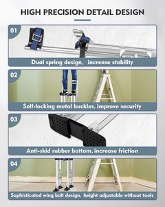 <span class=keywords><strong>Zancos</strong></span> para Paneles <span class=keywords><strong>de</strong></span> Yeso Ajustables <span class=keywords><strong>de</strong></span> 48\"-64\" para Adultos, <span class=keywords><strong>Zancos</strong></span> <span class=keywords><strong>de</strong></span> <span class=keywords><strong>Trabajo</strong></span> <span class=keywords><strong>de</strong></span> Acero con Rodilleras Protectoras para Paneles <span class=keywords><strong>de</strong></span> Yeso y Techos Suspendidos - Product Image 4