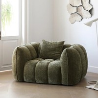 Canapé d'angle trois places en tissu, style nordique moderne, pour salon de villa, style rétro artistique, forme citrouille, avec rembourrage souple, personnalisable