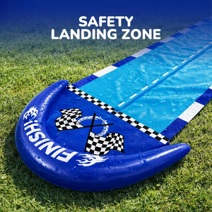 Blue Race Car Style Water Slide with Safety Landing Zone and 2 <b>Boogie</b> <b>Boards</b> for Kids Backyard Racing - Product Image 2