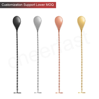 Cuillère à mélanger en acier inoxydable Cheerfast de 11 pouces, motif en spirale, manche long, pour tous les liquides, cuillère à cocktail de bar