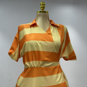 Nuevo Vestido Casual <span class=keywords><strong>Elegante</strong></span> a Rayas de Manga Corta <span class=keywords><strong>para</strong></span> Mujer, Vestido Largo con Cuello en V, Moda de Verano, Tela Transpirable y Cómoda - Product Image 2